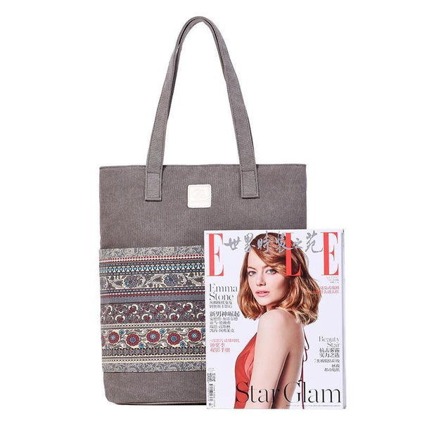 Vintage Floral Canvas Tote Bag