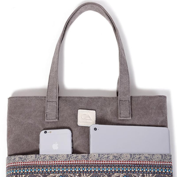 Vintage Floral Canvas Tote Bag