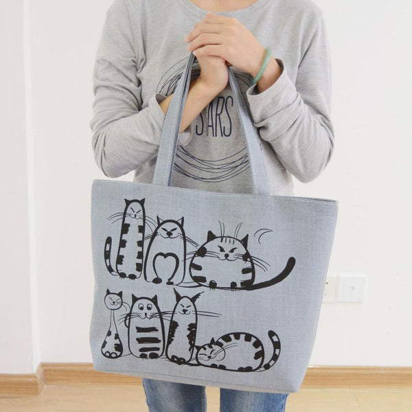 Fluffy Cats Printed Beach Tote Bag