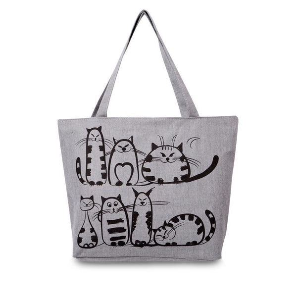 Fluffy Cats Printed Beach Tote Bag
