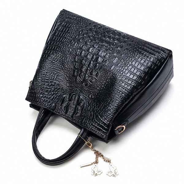 Crocodile Skin Leather Tote Bag Set