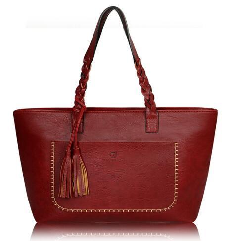 PU Leather Tassel Tote Handbags