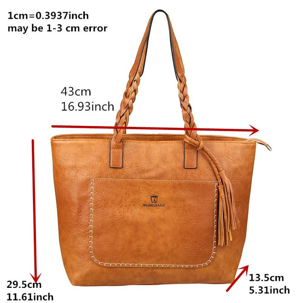 PU Leather Tassel Tote Handbags