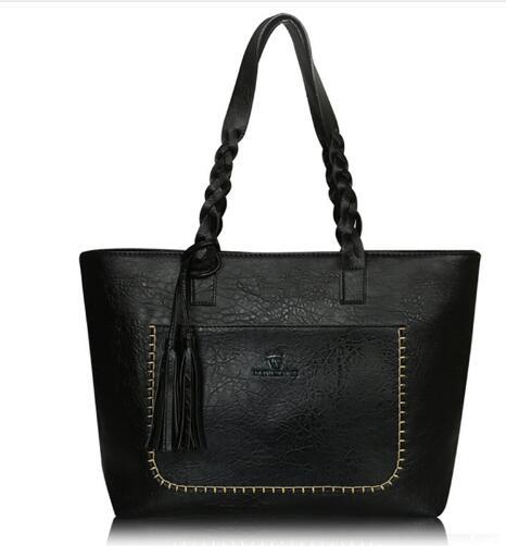 PU Leather Tassel Tote Handbags