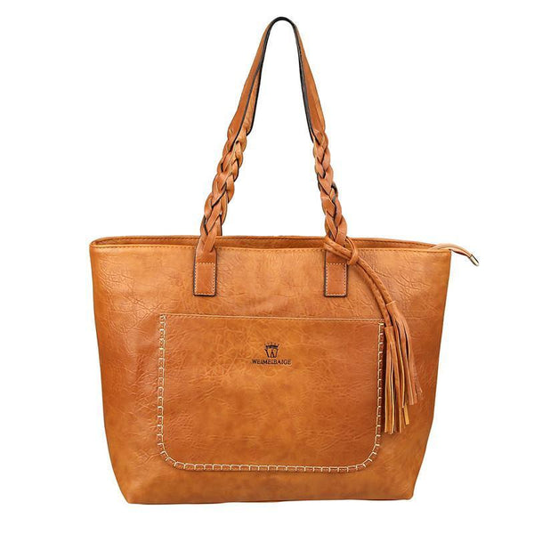 PU Leather Tassel Tote Handbags