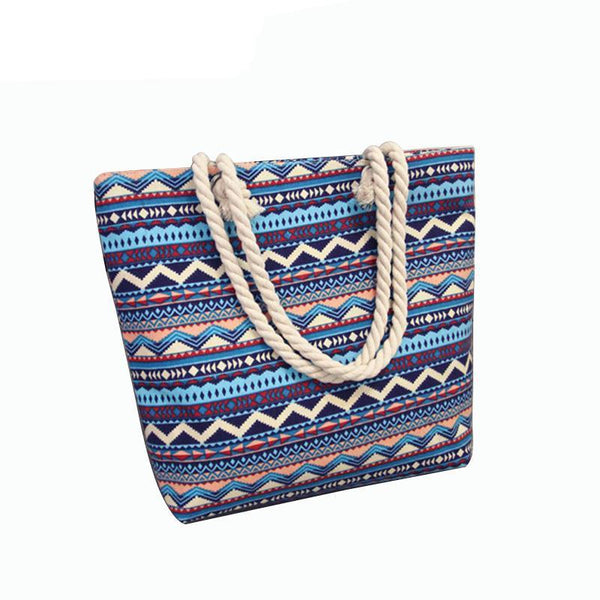Summer Printed Canvas Beach Bag