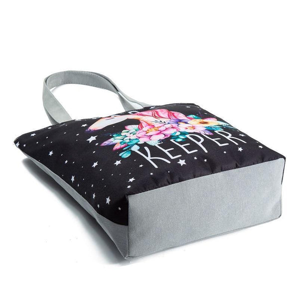 Cartoon Unicorn Star Keeper Tote Bag