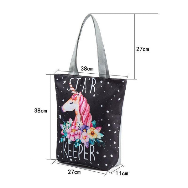 Cartoon Unicorn Star Keeper Tote Bag