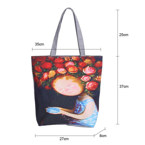Floral Canvas Tote Bag