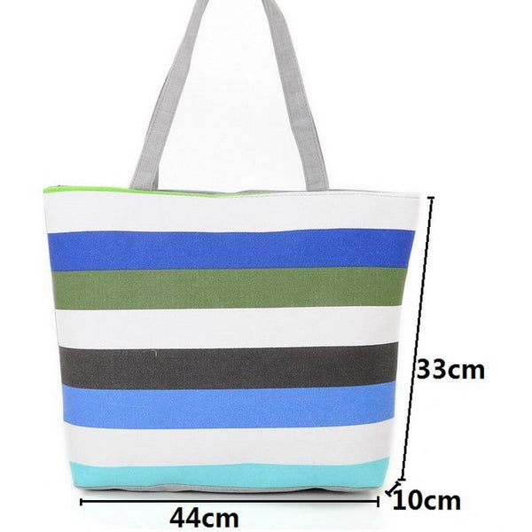 Rainbow Striped Casual Tote Bag