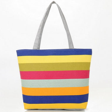 Rainbow Striped Casual Tote Bag