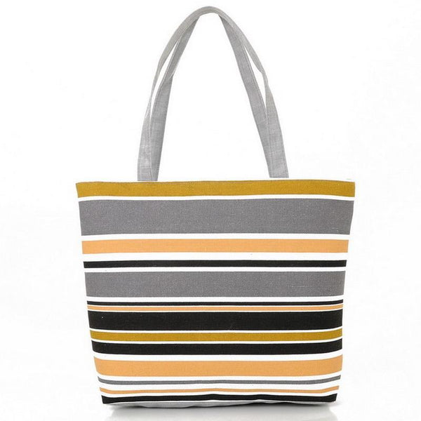 Rainbow Striped Casual Tote Bag