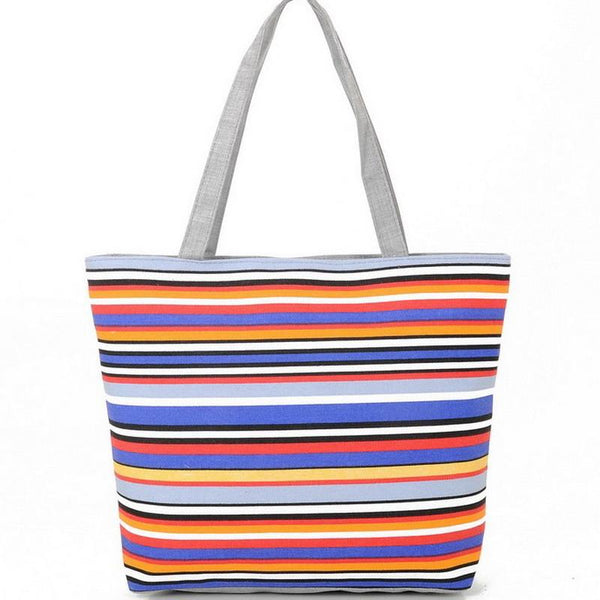 Rainbow Striped Casual Tote Bag