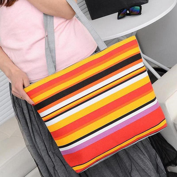 Rainbow Striped Casual Tote Bag