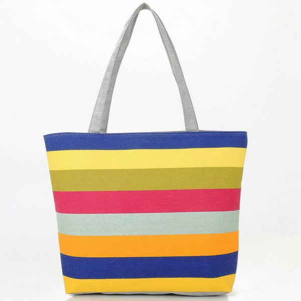 Rainbow Striped Casual Tote Bag