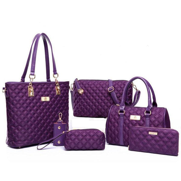 6-in-1 Diamond Lattice Casual Bag Set