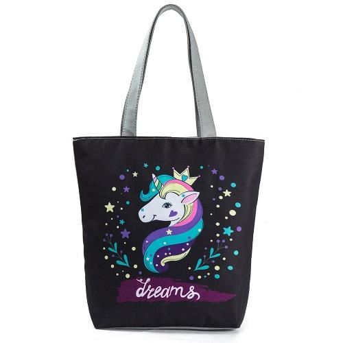 Cartoon Unicorn Star Keeper Tote Bag