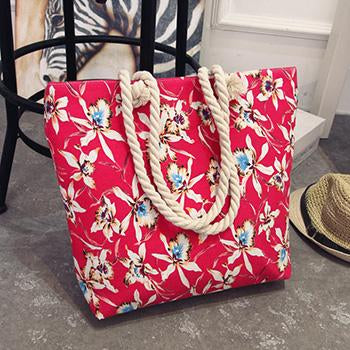 Summer Printed Canvas Beach Bag