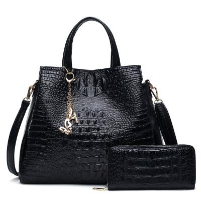 Crocodile Skin Leather Tote Bag Set