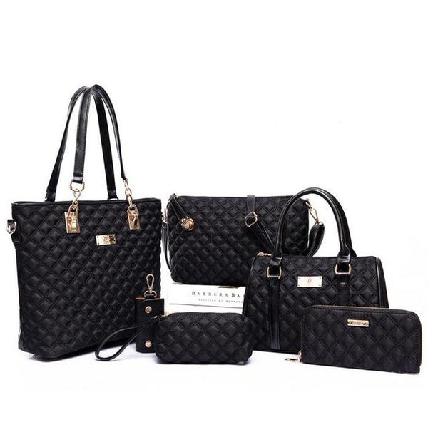 6-in-1 Diamond Lattice Casual Bag Set