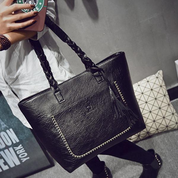 PU Leather Tassel Tote Handbags
