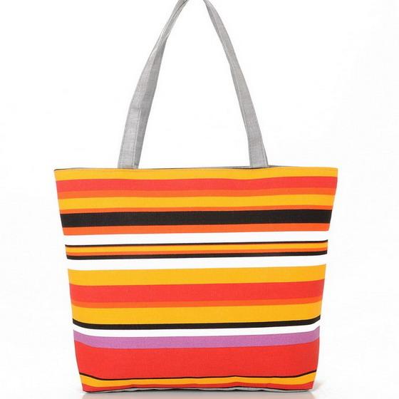 Rainbow Striped Casual Tote Bag