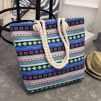 Summer Printed Canvas Beach Bag