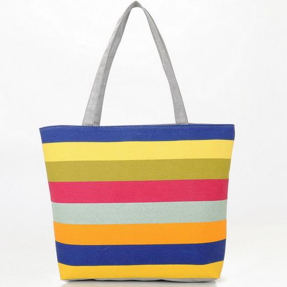 Rainbow Striped Casual Tote Bag