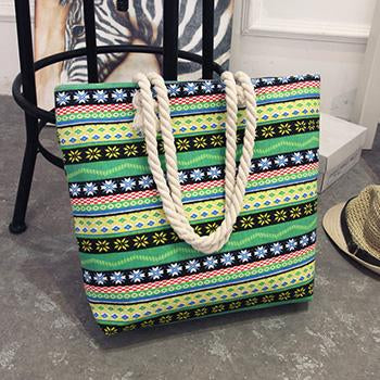 Summer Printed Canvas Beach Bag