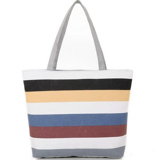 Rainbow Striped Casual Tote Bag
