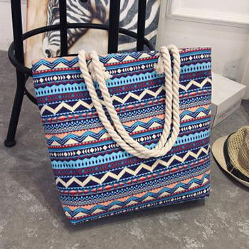 Summer Printed Canvas Beach Bag