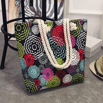 Summer Printed Canvas Beach Bag