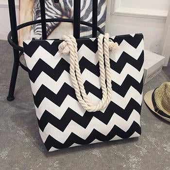 Summer Printed Canvas Beach Bag