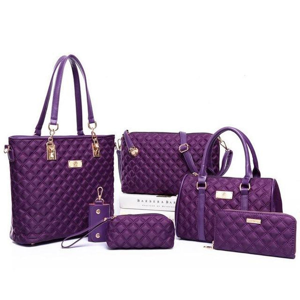 6-in-1 Diamond Lattice Casual Bag Set
