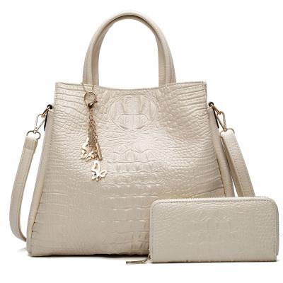 Crocodile Skin Leather Tote Bag Set