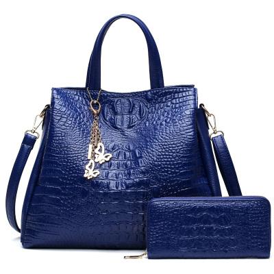 Crocodile Skin Leather Tote Bag Set
