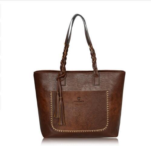 PU Leather Tassel Tote Handbags