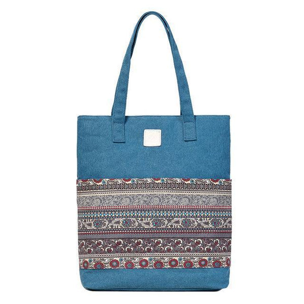 Vintage Floral Canvas Tote Bag