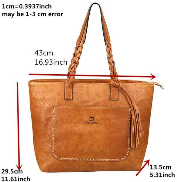 PU Leather Tassel Tote Handbags