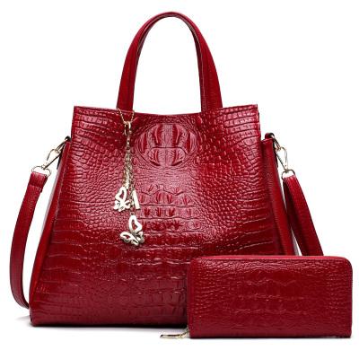 Crocodile Skin Leather Tote Bag Set